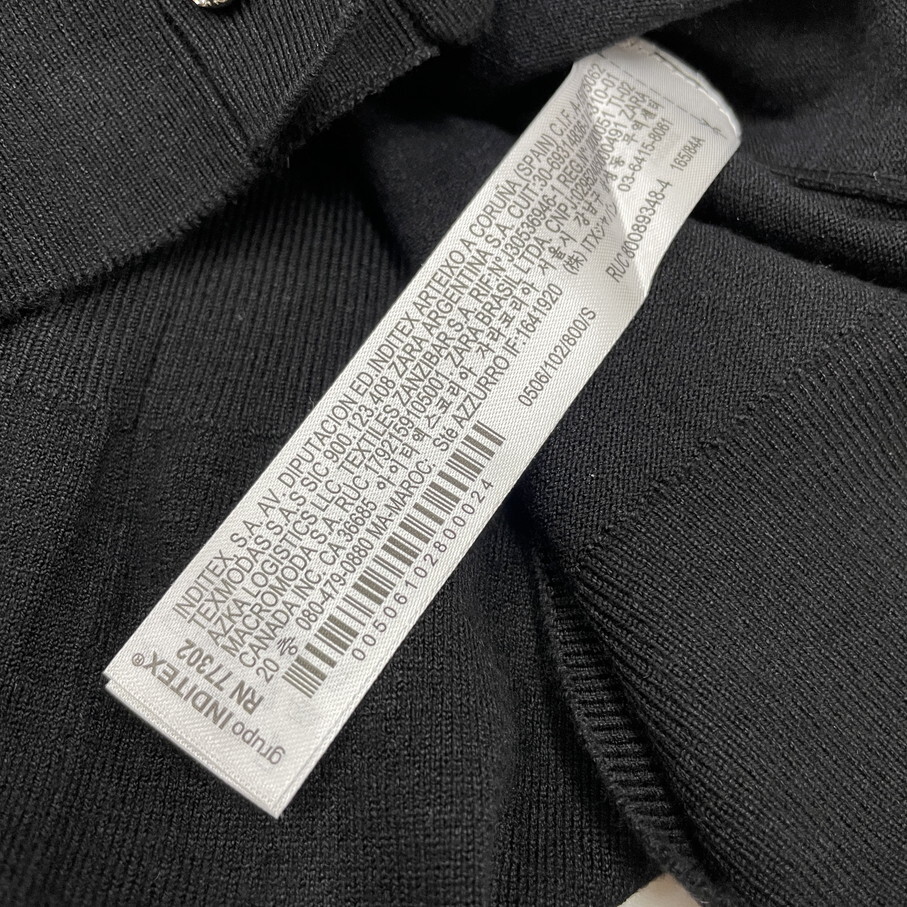 ZARA /S/ ブラック ビジューニットカーディガン 長袖トップス レディース カジュアル 大人可愛い生地ナイロン混ストレッチ デイリー ザラ_画像7