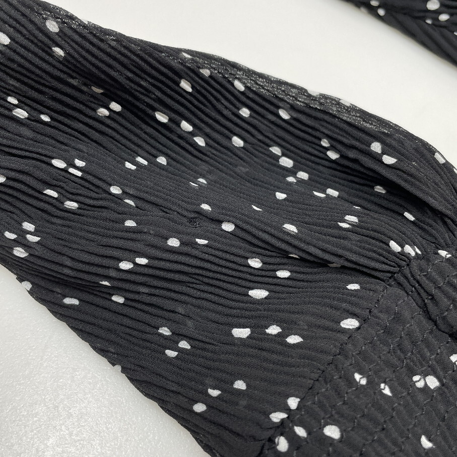 ZARA /S/ ブラック 長袖ワンピース ホワイトドットプリーツロングドレス レディース タグ付き カジュアル フェミニン 大人可愛い生地 ザラ_画像4