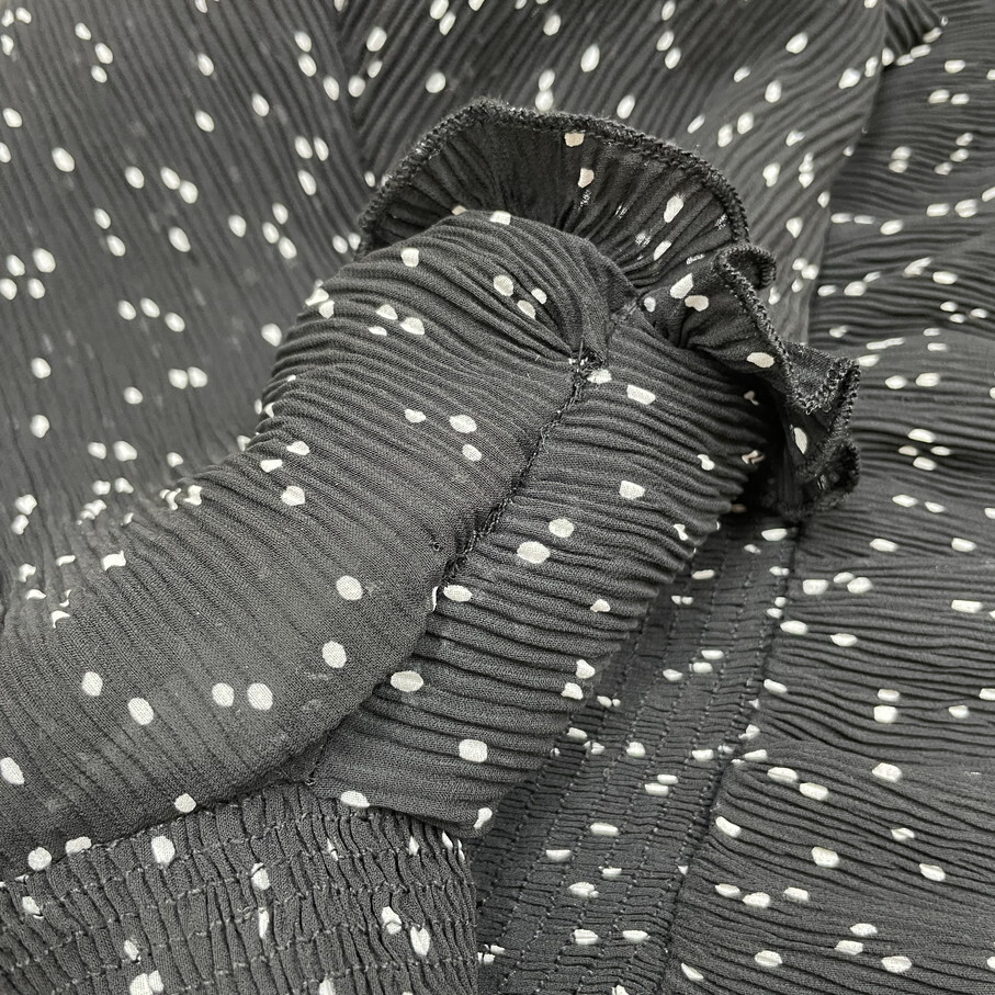 ZARA /S/ ブラック 長袖ワンピース ホワイトドットプリーツロングドレス レディース タグ付き カジュアル フェミニン 大人可愛い生地 ザラ_画像7