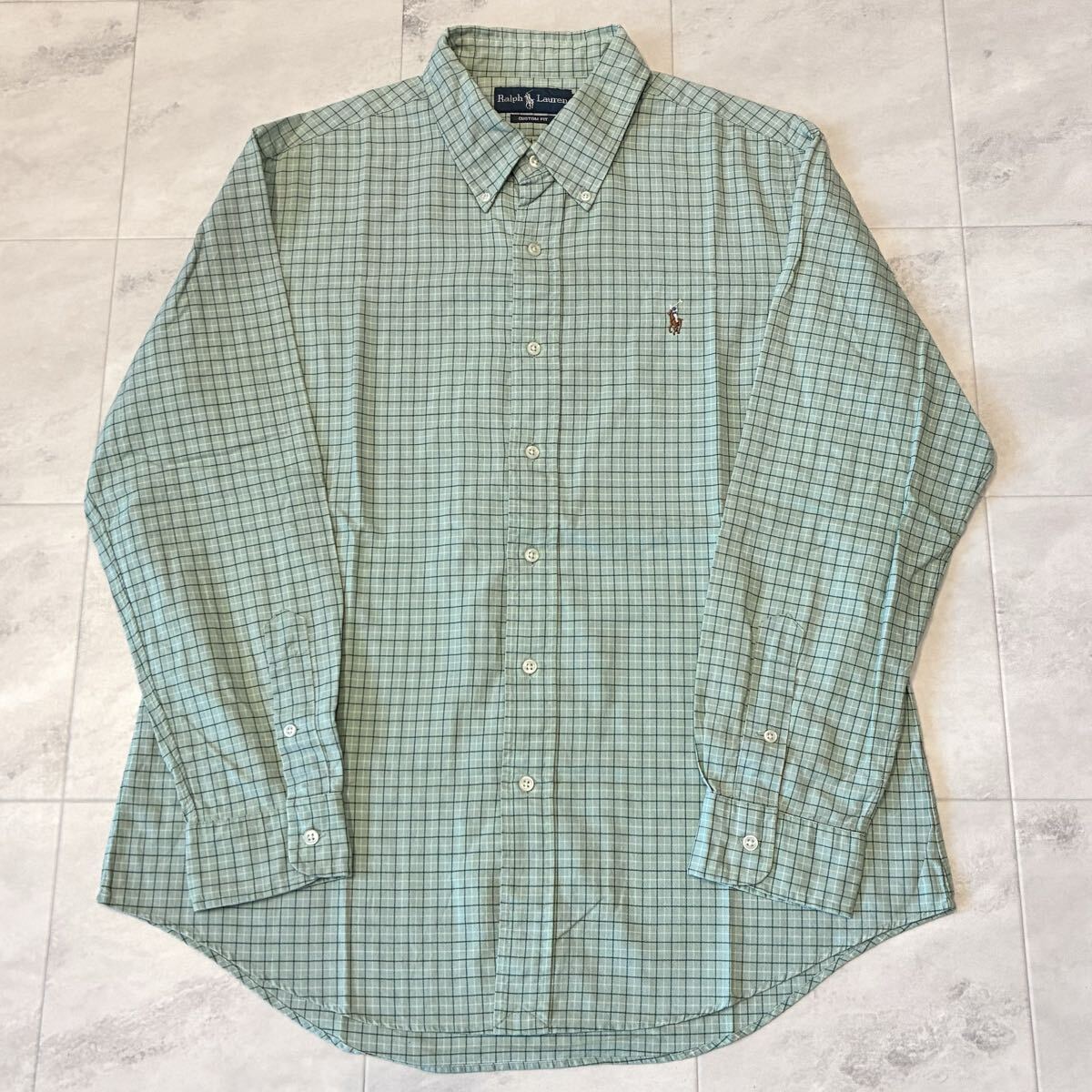 00s Ralph Lauren CUSTOM FIT ラルフローレン ポニー 刺繍 チェック ボタンダウン ビンテージ 長袖シャツ_画像1