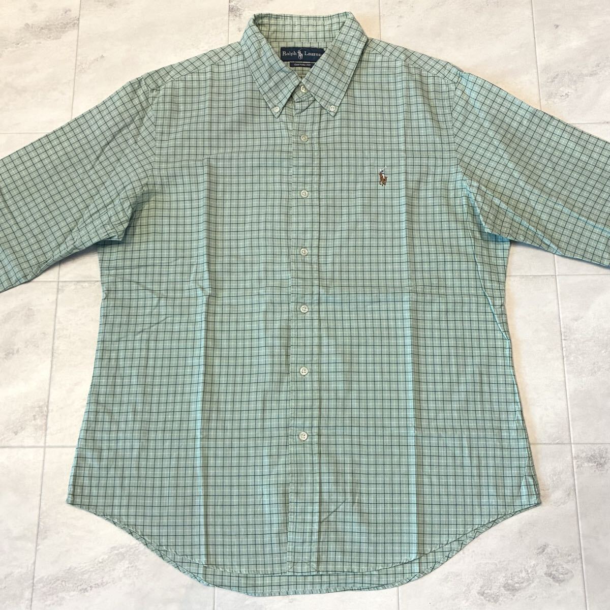 00s Ralph Lauren CUSTOM FIT ラルフローレン ポニー 刺繍 チェック ボタンダウン ビンテージ 長袖シャツ_画像2