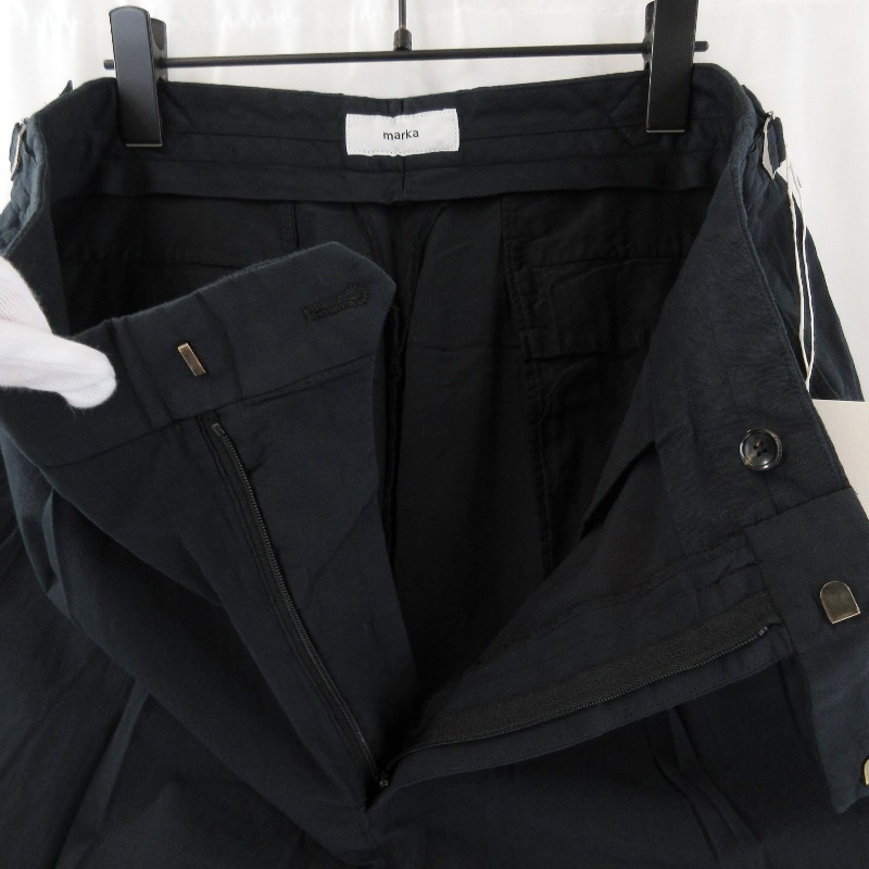 marka マーカ ダブルプリーテッド トラウザー M25E16PT02C サイドアジャスト 製品染め ピグメントブラック 3 タグ付き 71013772_画像8