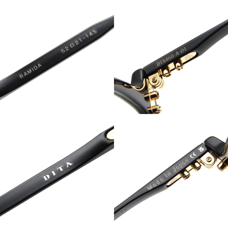 美品 DITA ディータ メガネフレーム RAMIDA DTX468-A-01 日本製 ラミダ ウェリントン コンビ ブラック/ゴールド 65008822_画像4