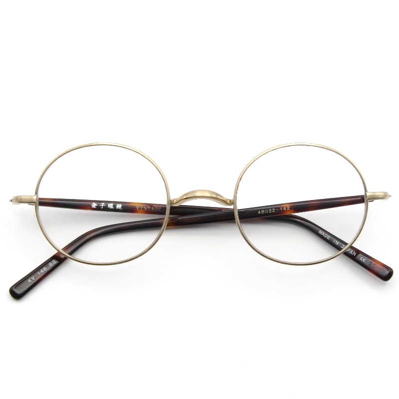 金子眼鏡 カネコガンキョウ メガネフレーム KV-146 度入り 日本製 VINTAGEシリーズ BG ブラッシュゴールド/デミブラウン 61003895_画像1