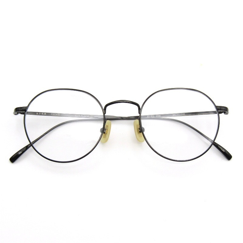 美品 金子眼鏡 カネコガンキョウ メガネフレーム KV-81L 日本製 VINTAGEシリーズ クラウンパント IPBK ブラック 65008877_画像1