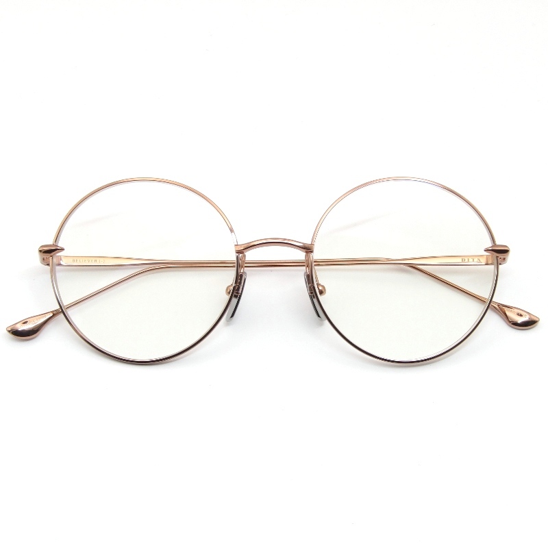美品 DITA ディータ メガネフレーム BELIEVER(-) DTX506-52-02 日本製 ビリーバーマイナス ラウンド RGD ローズゴールド 61004010_画像1