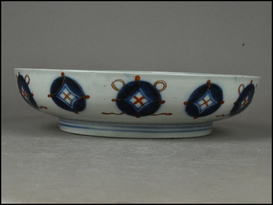 【ACT】古伊万里 時代物 金彩色絵 花鳥風景図 菓子皿 平鉢 菓子鉢 菓子器 古美術品 A7-930-40_画像3