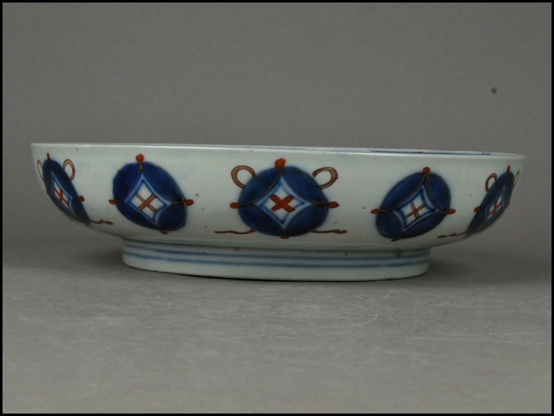 【ACT】古伊万里 時代物 金彩色絵 花鳥風景図 菓子皿 平鉢 菓子鉢 菓子器 古美術品 A7-930-40_画像4