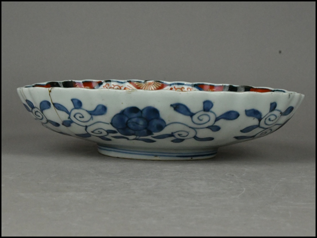 【ACT】古伊万里 時代物 金彩色絵 菓子皿 輪花形 鉢 菓子鉢 菓子器 古美術品 A7-930-41_画像5