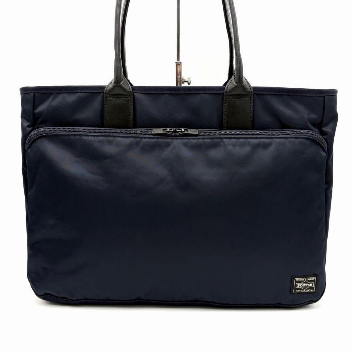 新品同様 PORTER ポーター TIME タイム トートバッグ ビジネスバッグ 紺 ネイビー A4・PC収納 肩掛け 多機能 通勤通学 メンズ 日本製_画像2