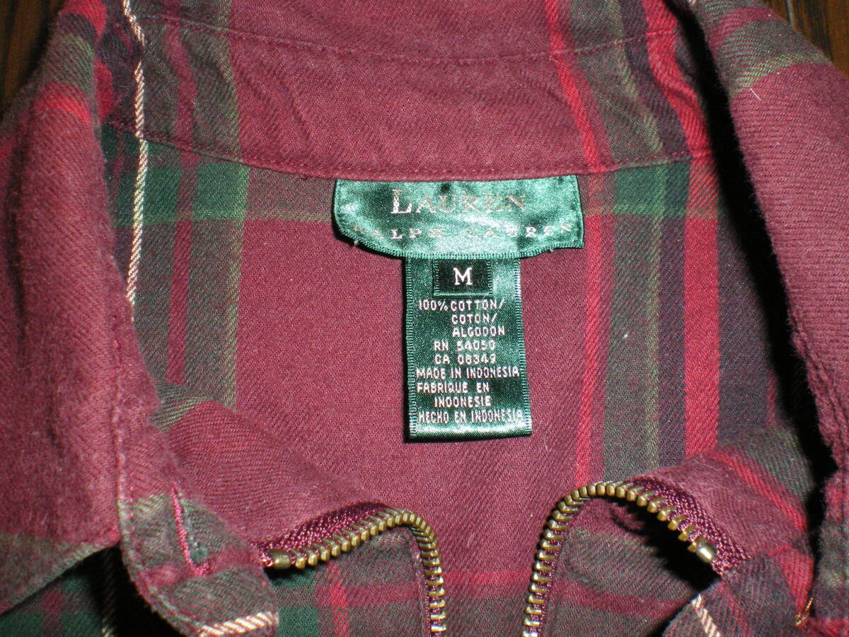 ★良品 LAUREN RALPH LAUREN / プルオーバー チェック ネルシャツ ビッグサイズ / M(実寸肩幅51cm身幅58cm着丈75cm袖丈57cm) ★の画像4