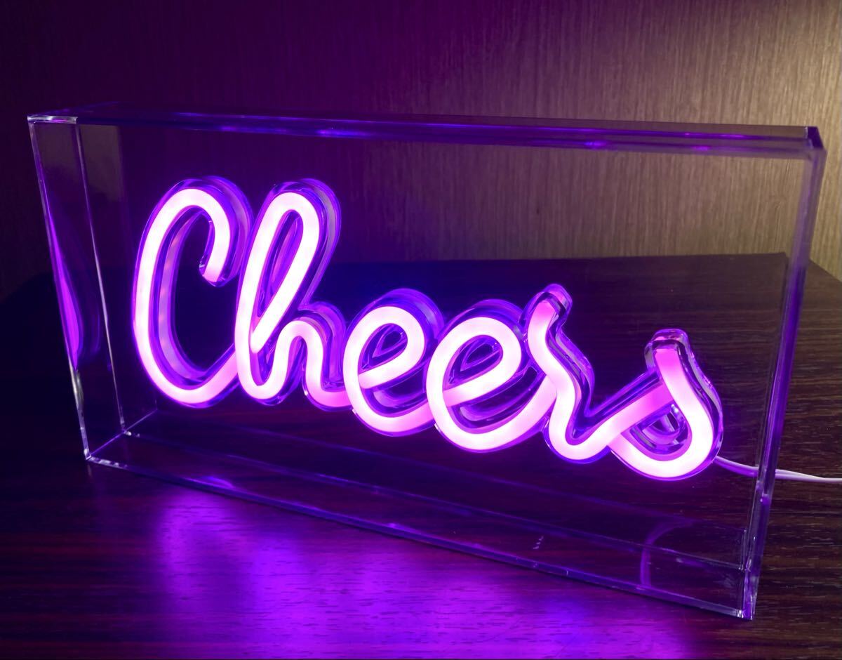 cheers LED ネオン管 ビール ウイスキー アメリカン 雑貨 ネオンサイン 電飾 看板 ライト 置物 ガレージ ランプ ダイナー バー パブ 壁掛け_画像1
