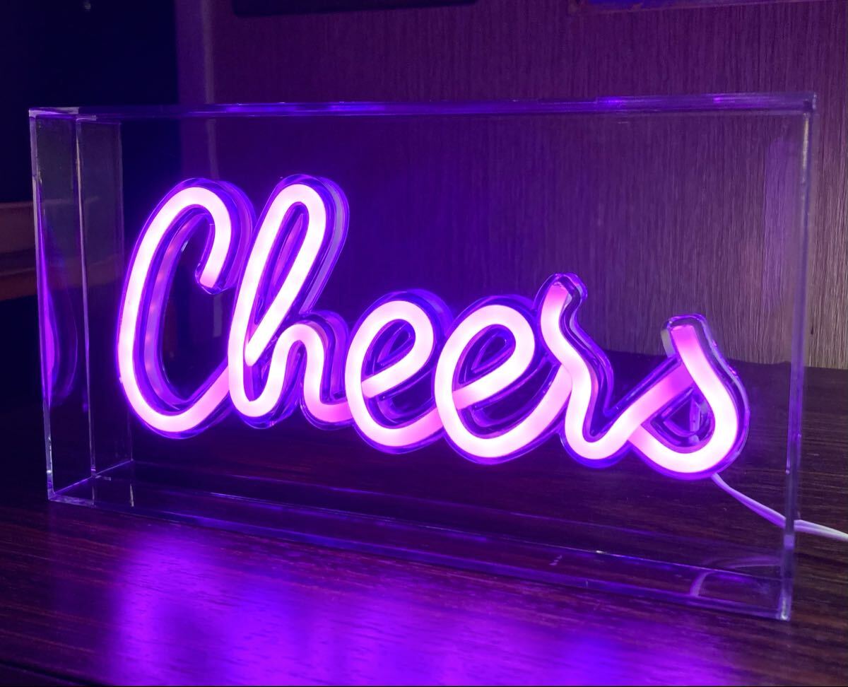 cheers LED ネオン管 ビール ウイスキー アメリカン 雑貨 ネオンサイン 電飾 看板 ライト 置物 ガレージ ランプ ダイナー バー パブ 壁掛け_画像2