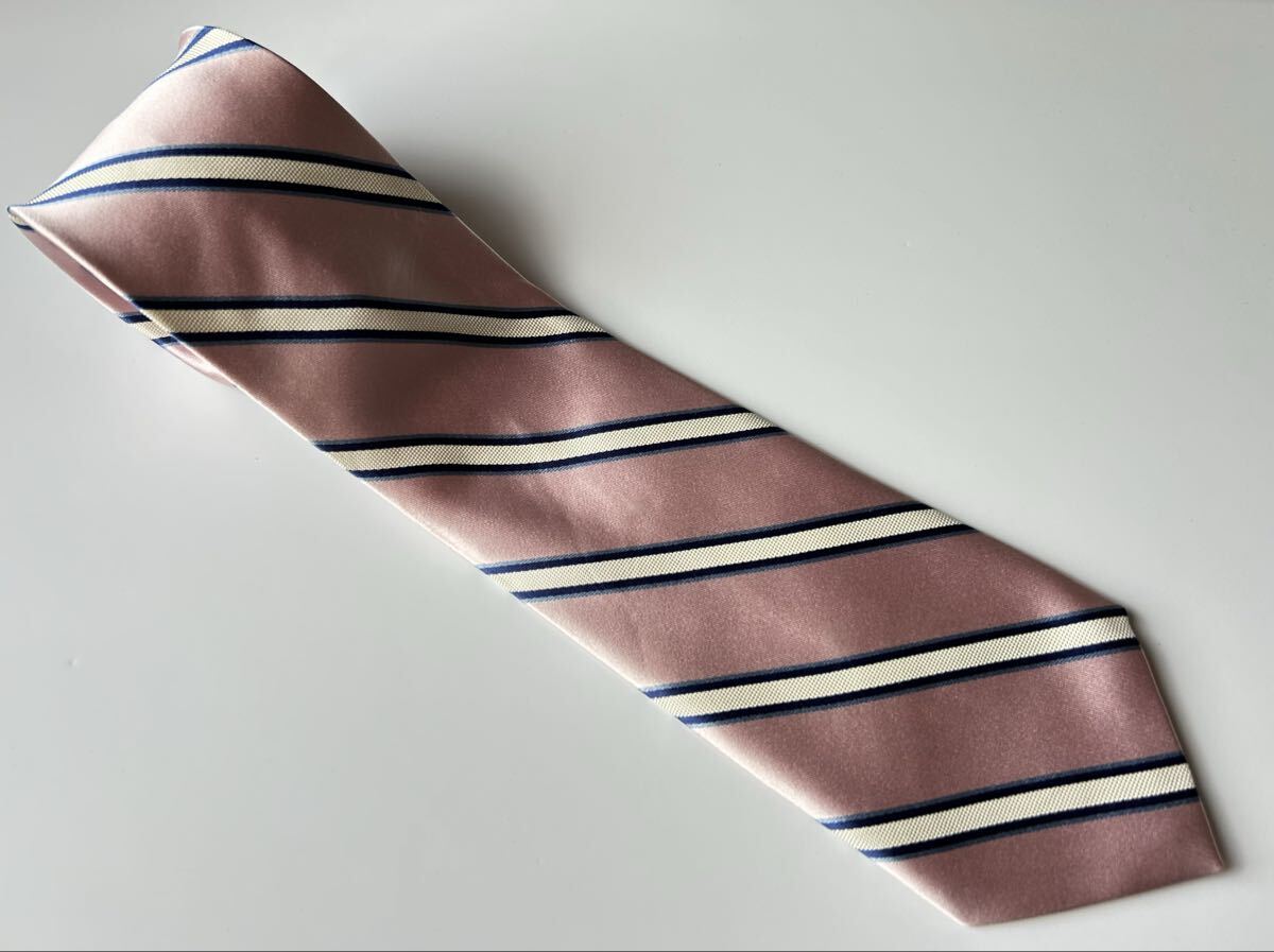 【美品】FAIRFAX ネクタイ ストライプ ピンク ハンドメイド 日本製 フェアファクス _画像1