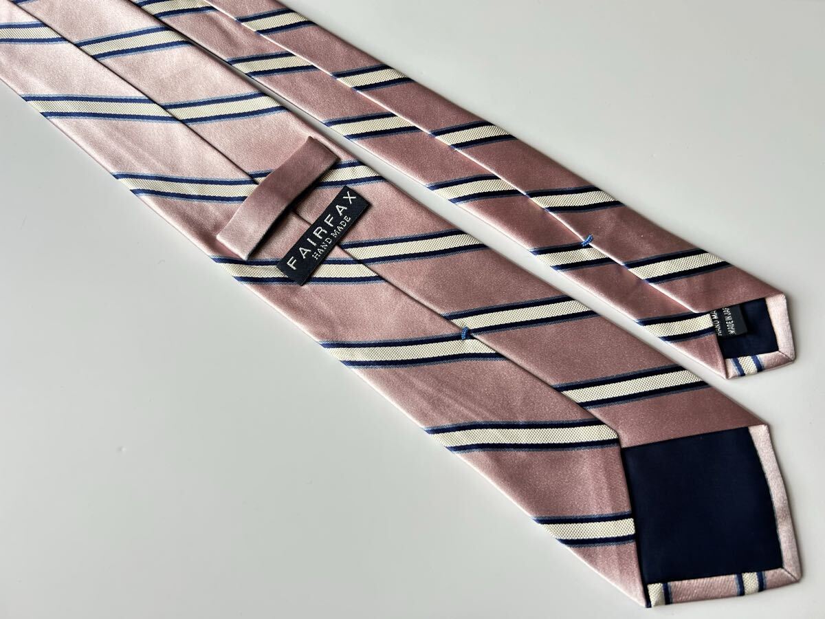 【美品】FAIRFAX ネクタイ ストライプ ピンク ハンドメイド 日本製 フェアファクス _画像2