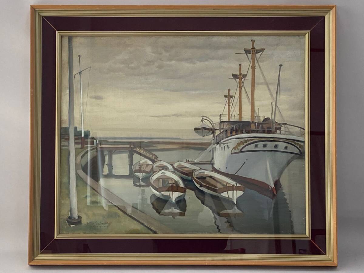 真作 美術(shù)館級【清水良雄】大正期 帝展出品作「曇り日」油彩25號大 大作　検) 『赤い鳥』挿絵 光風(fēng)會 童畫家協(xié)會設(shè)立會員 洋畫家 童畫家