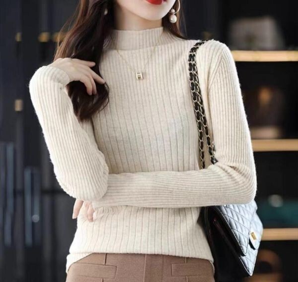 新品 秋 冬 秋冬 オシャレ ニットセーター カシュクール ニット トップス 長袖 立ち襟 セーター おしゃれ 上品 着痩せこしあん色_画像4