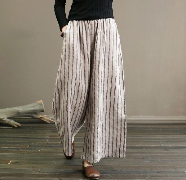  новый товар осень-зима M-3XL размер новое поступление casual хлопок лен шаровары низ окантовка рисунок женский гаучо брюки лен цвет 