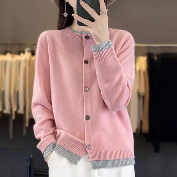 新品 秋 冬 秋冬 ニットカーディガン カシミヤ 長袖 ニット トップス 通勤 オフィス 前開きアウター ニットセーターレッド_画像7
