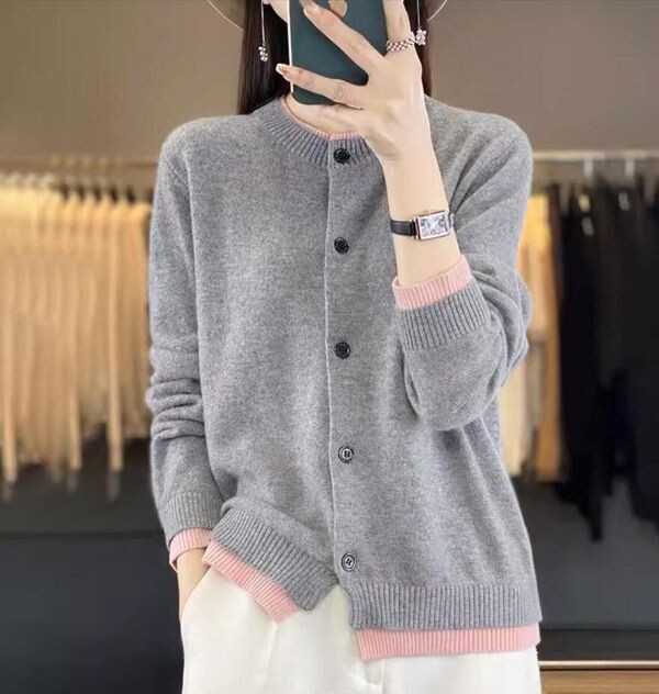 新品 秋 冬 秋冬 ニットカーディガン カシミヤ 長袖 ニット トップス 通勤 オフィス 前開きアウター ニットセーターレッド_画像8