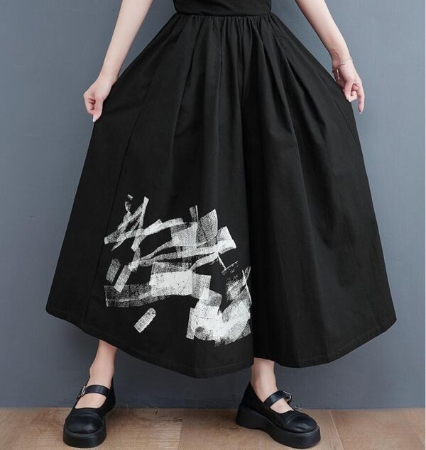  новый товар осень-зима F размер лето новый товар прекрасное качество гаучо брюки casual принт рисунок переключатель широкий брюки большой размер шаровары 