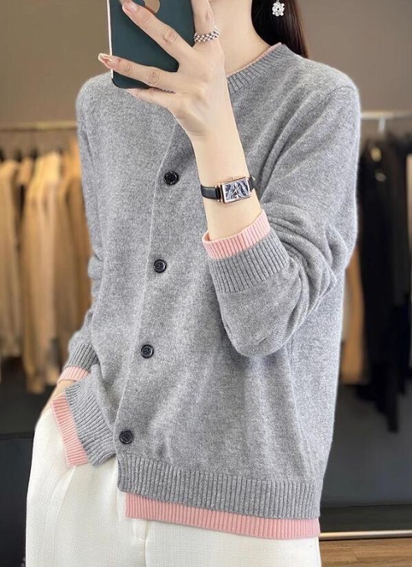 新品 秋 冬 秋冬 ニットカーディガン カシミヤ 長袖 ニット トップス 通勤 オフィス 前開きアウター ニットセーターレッド_画像10