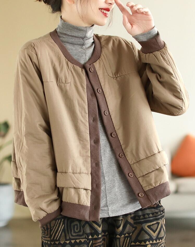 新品 秋 冬 秋冬 レディース 中綿コート 配色 復古風 ショート丈 長袖 ジャケット アウター 防寒 着痩せ 軽量 羽織りブラック_画像6