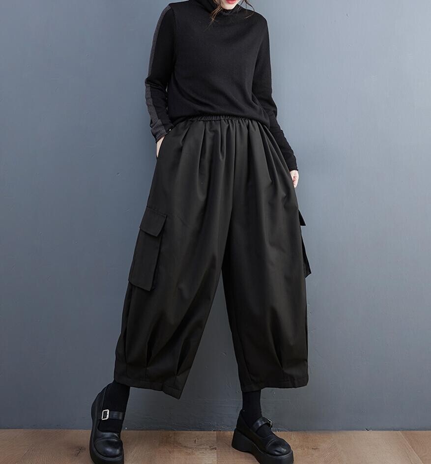  новый товар осень-зима F размер этот сезон новый товар шаровары женский длинный длина женщина свободно большой размер талия резина широкий брюки 