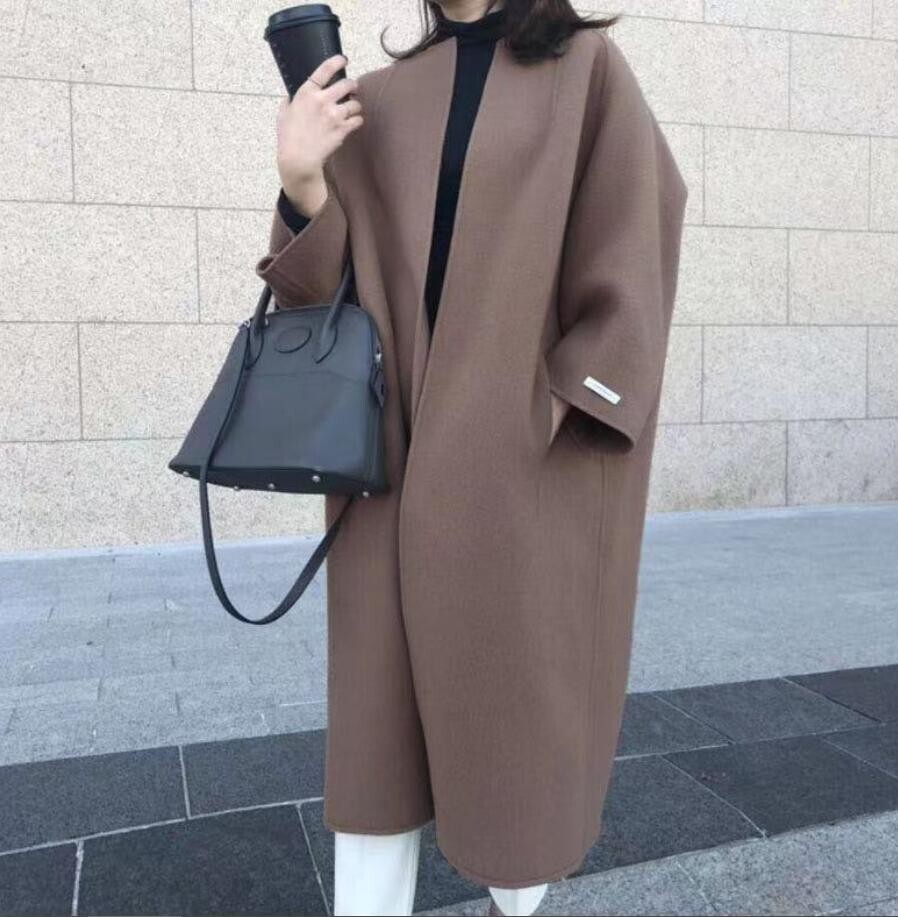 新品 秋 冬 ラシャコート ロングコート レディース ロング丈 マキシ丈 気質 アウター カジュアル風 チェスターコートネイビー_画像7