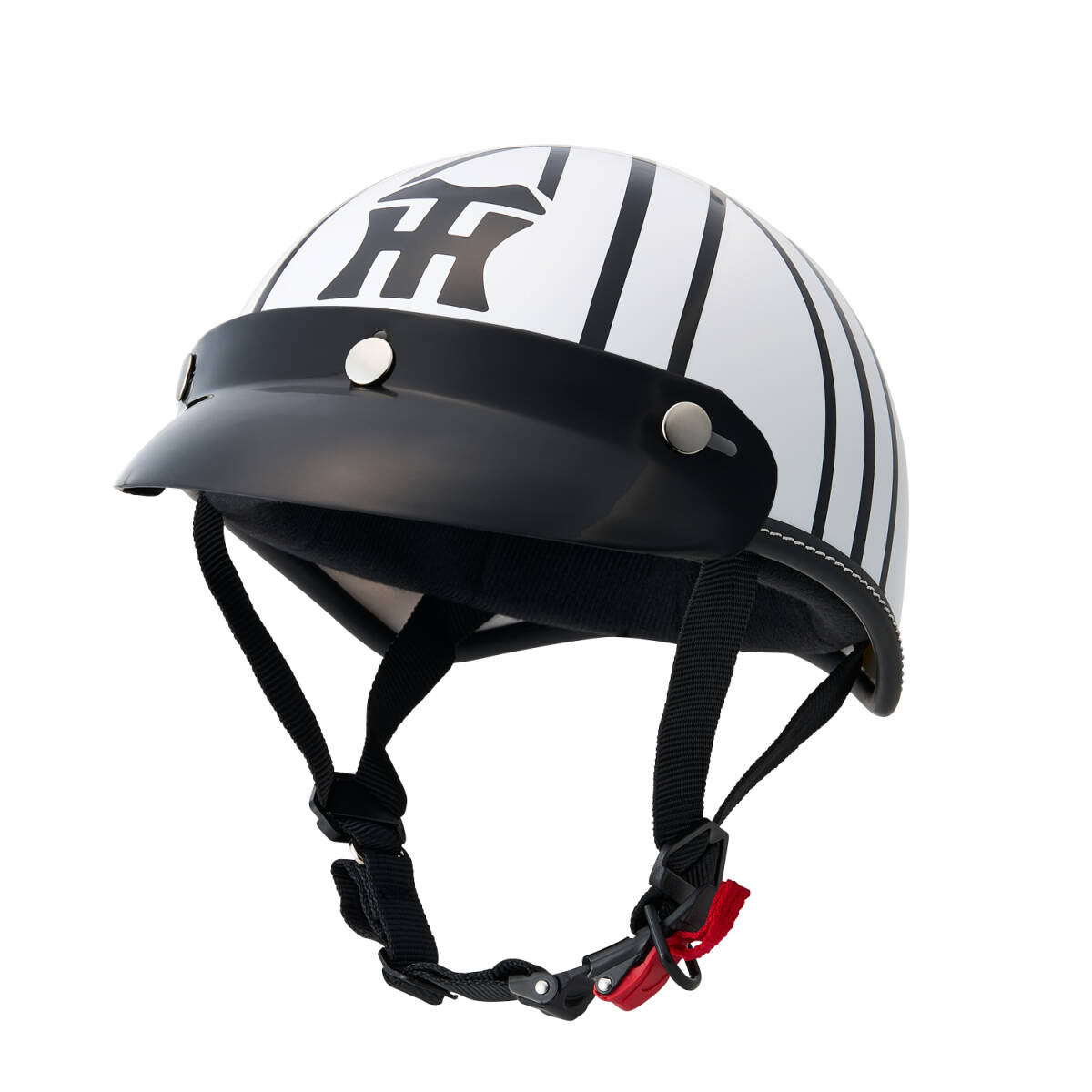 新品／数量限定　HTH002　阪神タイガースハーフヘルメット　ホワイト　フリーサイズ　マルシン　ヘルメット　MARUSHIN_画像2