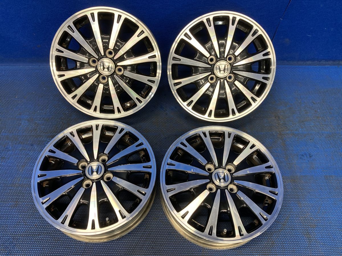 PCD100 ホンダ純正 ブラポリ 4.5j/+45 ハブ約56㎜ ブリヂストン REGNO GR Leggera 165/55R15 製造21年 約8～9分山 4本セット! 中古 N-WGN ホンダブラポリ！N-BOX⁄カスタム[純正]アルミ☆4.5J×15+45 PCD100-4