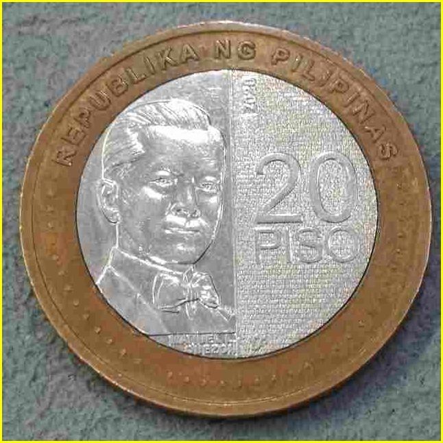 【フィリピン 20ペソ 硬貨/2020年】 20 PISO/マニュエル・ケソン/現行硬貨/コイン_画像2