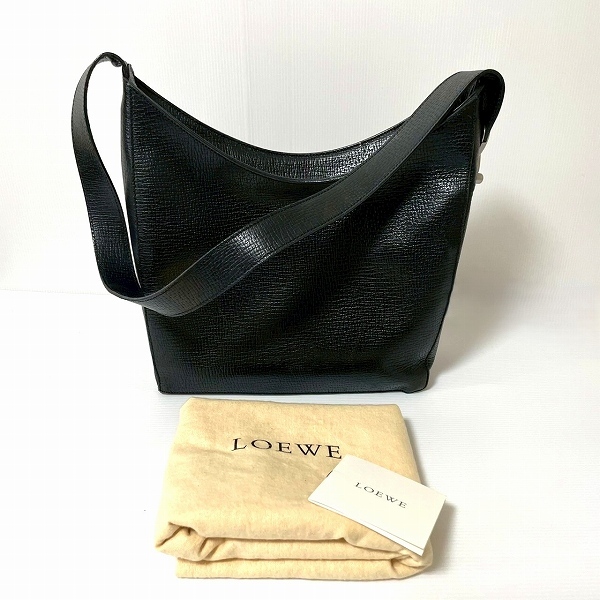 #anb ロエベ LOEWE ショルダーバッグ 黒 ロゴ ワンショルダー レディース [827724]