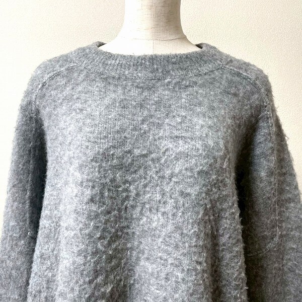 #wnc As Know As dubazo Ora kaAS KNOW AS de base olaca вязаный свитер 3 серый одноцветный большой размер женский [945212]