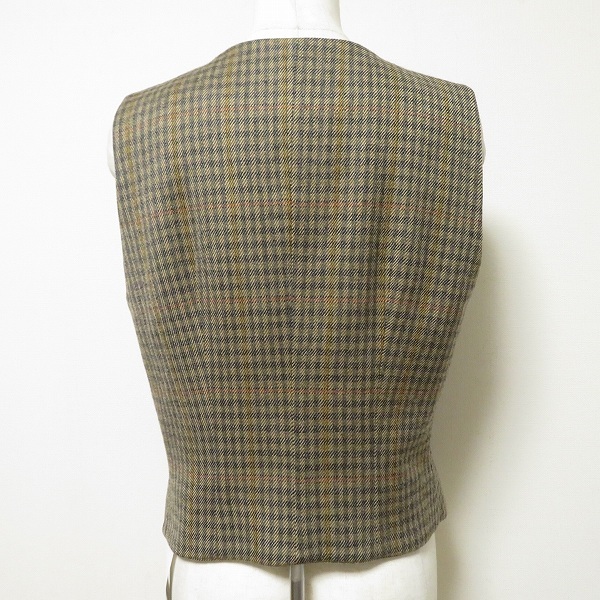 #anc モスキーノ クチュール MOSCHINO COUTURE! ベスト ジレ 42 茶 紺 黄色 チェック ヴィンテージ イタリア製 レディース [969487]_画像3