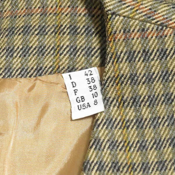 #anc モスキーノ クチュール MOSCHINO COUTURE! ベスト ジレ 42 茶 紺 黄色 チェック ヴィンテージ イタリア製 レディース [969487]_画像6