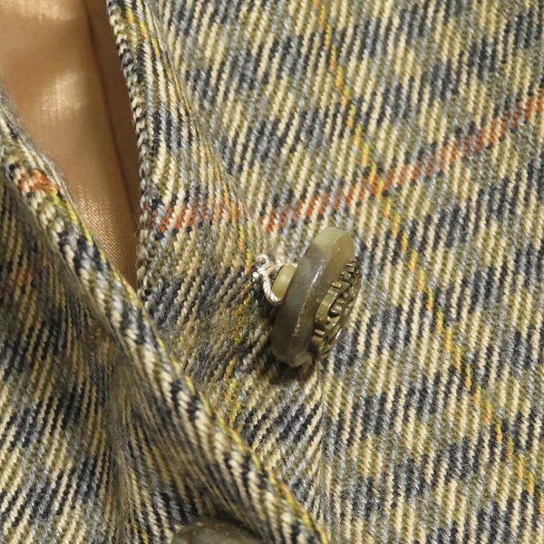 #anc モスキーノ クチュール MOSCHINO COUTURE! ベスト ジレ 42 茶 紺 黄色 チェック ヴィンテージ イタリア製 レディース [969487]_画像9