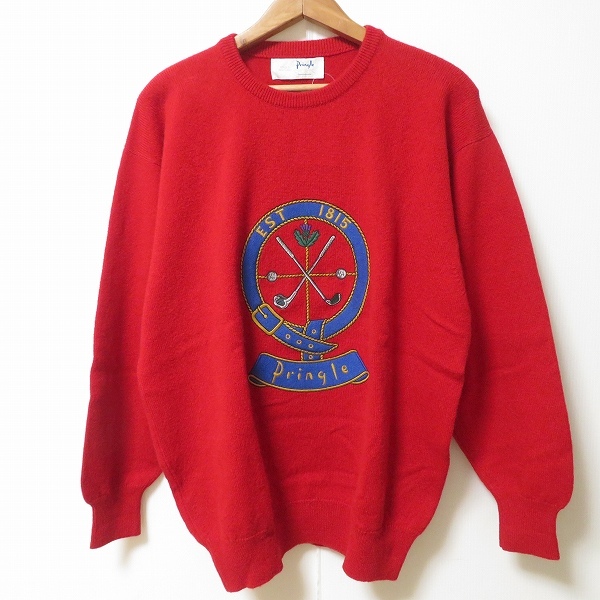 #wnc プリングルオブスコットランド PringleofScotland セーター ニット S 赤 ウール スコットランド製 ゴルフ メンズ [965584]_画像1