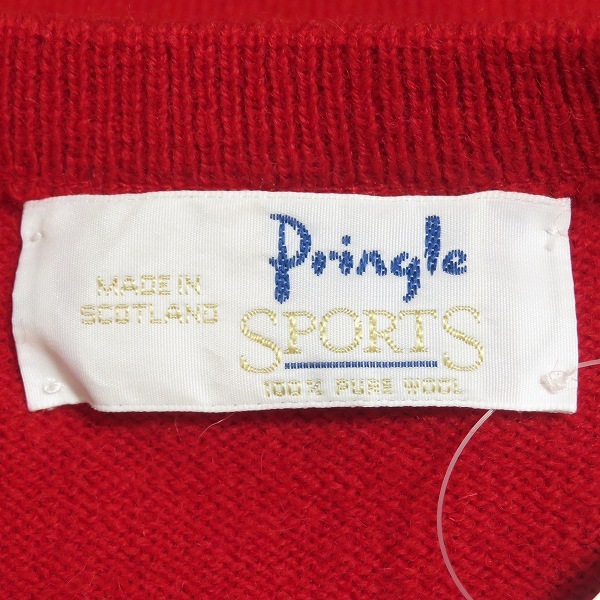 #wnc プリングルオブスコットランド PringleofScotland セーター ニット S 赤 ウール スコットランド製 ゴルフ メンズ [965584]_画像6