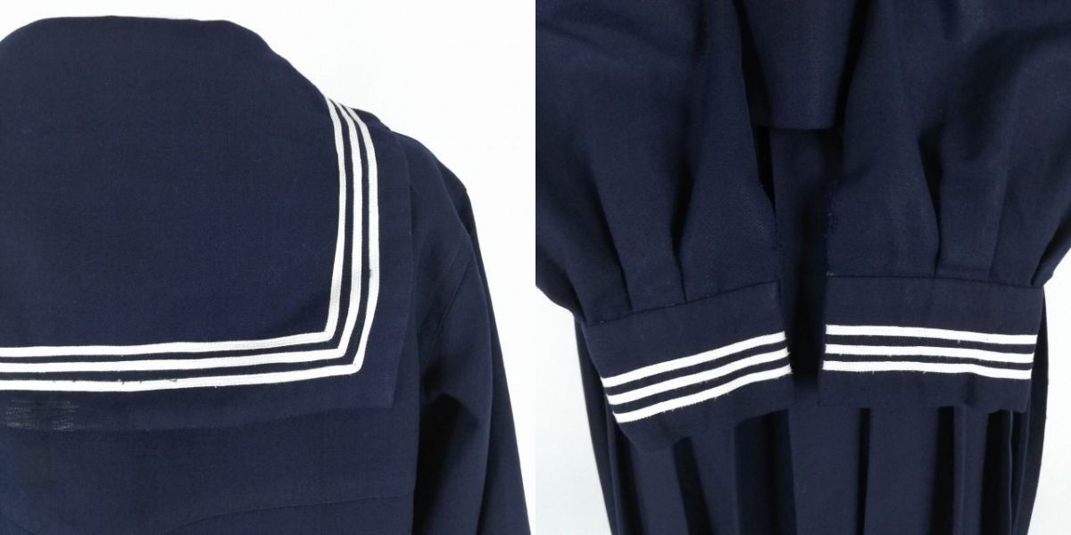 1 иен матроска сарафан шарф верх и низ 3 позиций комплект зима предмет белый 3шт.@ линия женщина школьная форма средний . средняя школа темно-синий форма б/у разряд C EY5064