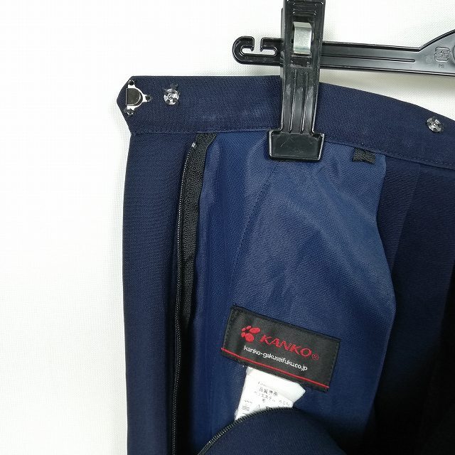 1円 スクールスカート 大きいサイズ 夏物 w75-丈59 紺 中学 高校 プリーツ 学生服 制服 女子 中古 HK1440_画像4