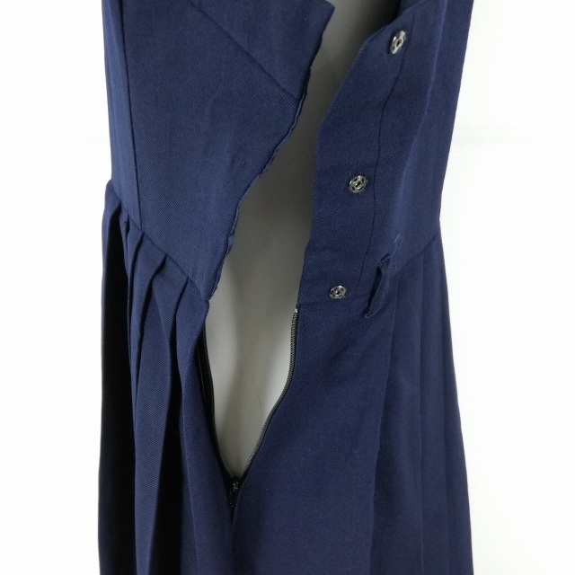 1円 セーラー服 ジャンパースカート スカーフ 上下3点セット 指定 大きいサイズ 特大 冬物 青2本線 女子 中学 高校 紺 中古 ランクC EY3738_画像7