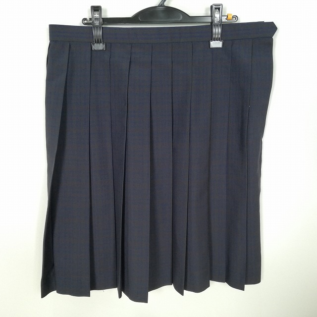 1円 スクールスカート 大きいサイズ 夏物 w80-丈61 チェック 中学 高校 プリーツ 学生服 制服 女子 中古 HK2497_画像1