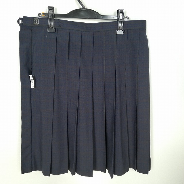 1円 スクールスカート 大きいサイズ 夏物 w80-丈61 チェック 中学 高校 プリーツ 学生服 制服 女子 中古 HK2497_画像2