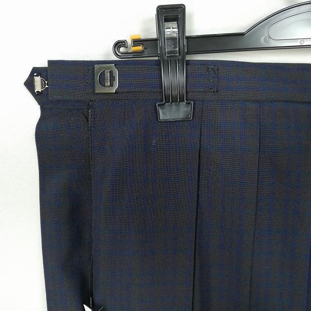 1円 スクールスカート 大きいサイズ 夏物 w80-丈61 チェック 中学 高校 プリーツ 学生服 制服 女子 中古 HK2497_画像3