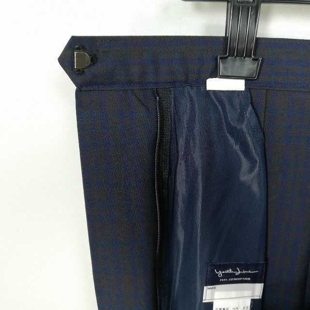 1円 スクールスカート 大きいサイズ 夏物 w80-丈61 チェック 中学 高校 プリーツ 学生服 制服 女子 中古 HK2497_画像4