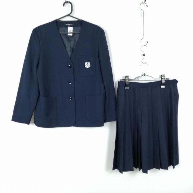 1円 イートン スカート 上下2点セット 170A 大きいサイズ 冬物 女子 学生服 東京篠崎第二中学 紺 制服 中古 ランクB EY4133_画像1