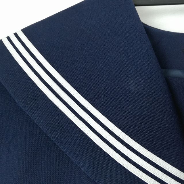 1円 セーラー服 スカート 上下2点セット 170A 大きいサイズ カンコー 冬物 白3本線 女子 学生服 中学 高校 紺 制服 中古 ランクC EY4717の画像5