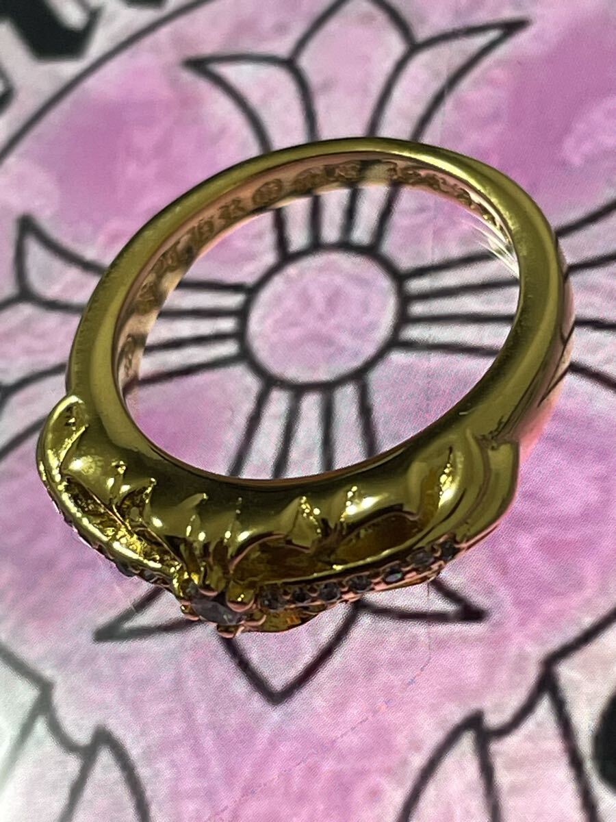 Chrome Hearts ベビークラシックフローラルクロスリング10号　22K パヴェ_画像1