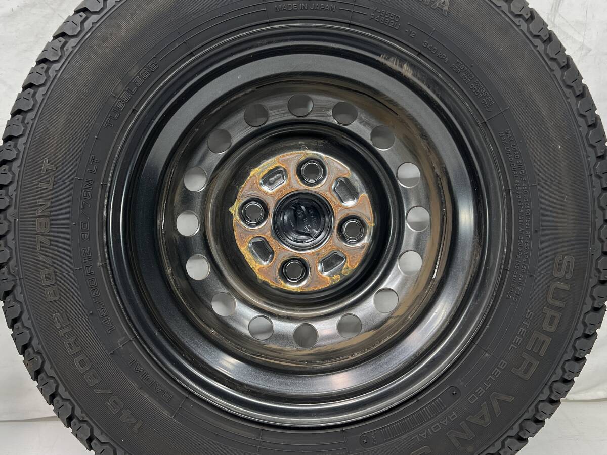 ●新車外し 送料込●ダイハツ ハイゼット 純正 タイヤ ホイール 12インチx4J 100 25/24/23年製 145/80R12 80/78N LT ヨコハマ 4本 3298_画像5